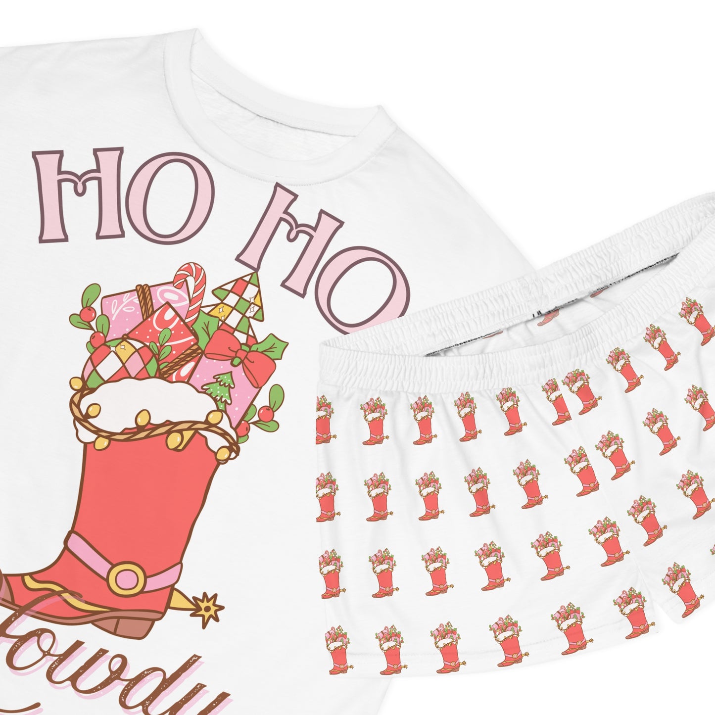 Festive Women's Short Pajama Set – Ho Ho Howdy Design