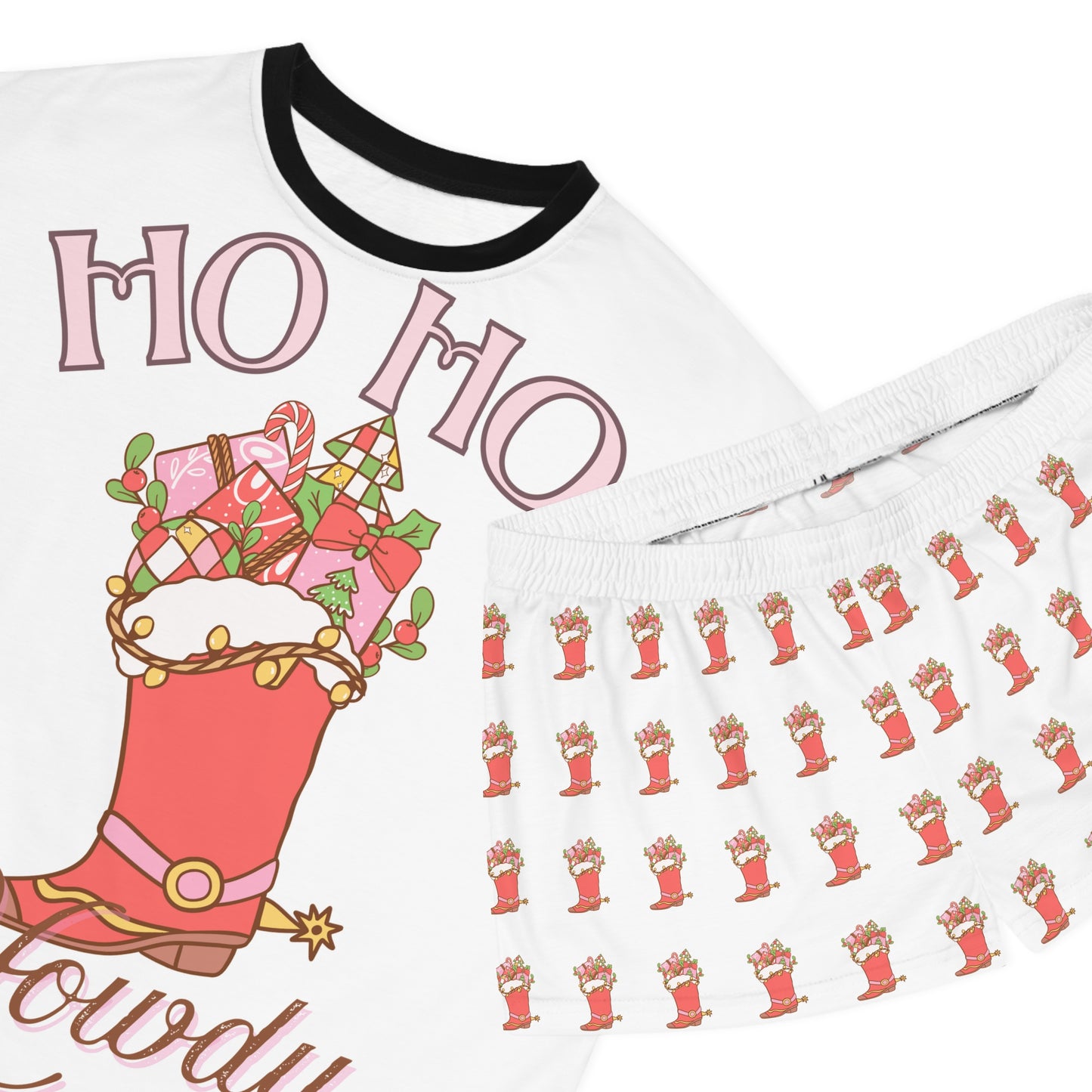 Festive Women's Short Pajama Set – Ho Ho Howdy Design