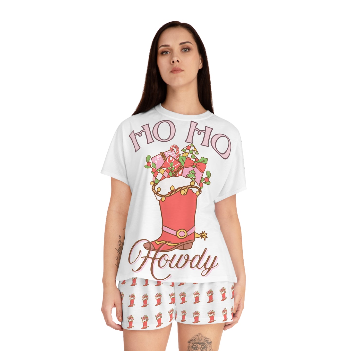 Festive Women's Short Pajama Set – Ho Ho Howdy Design